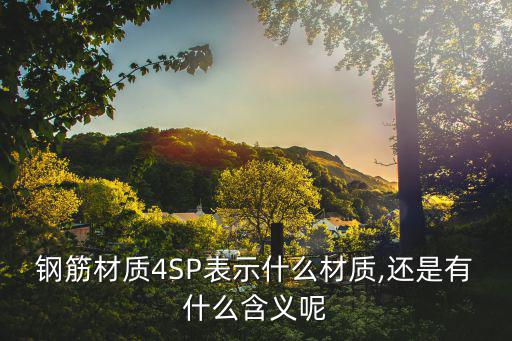 钢筋材质4SP表示什么材质,还是有什么含义呢